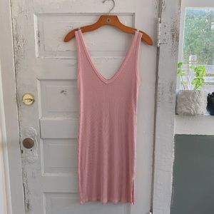 Light Pink Ribbed Bodycon Midi Dress